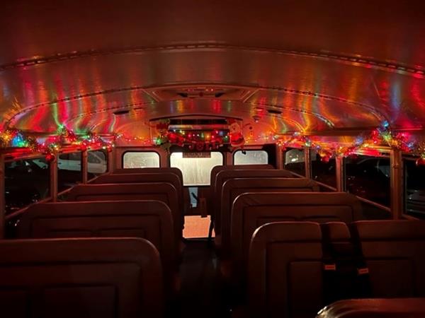 School Bus Decorated for the Holidays